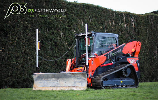 P3 Earthworks Kubota SVL90-2 Mini Skid Steer with Topcon Laser Guidance System