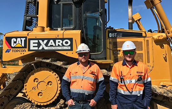 Exaro Caterpillar D6T Dozer with Topcon 3D-MC MAX System along with Exaro Staff